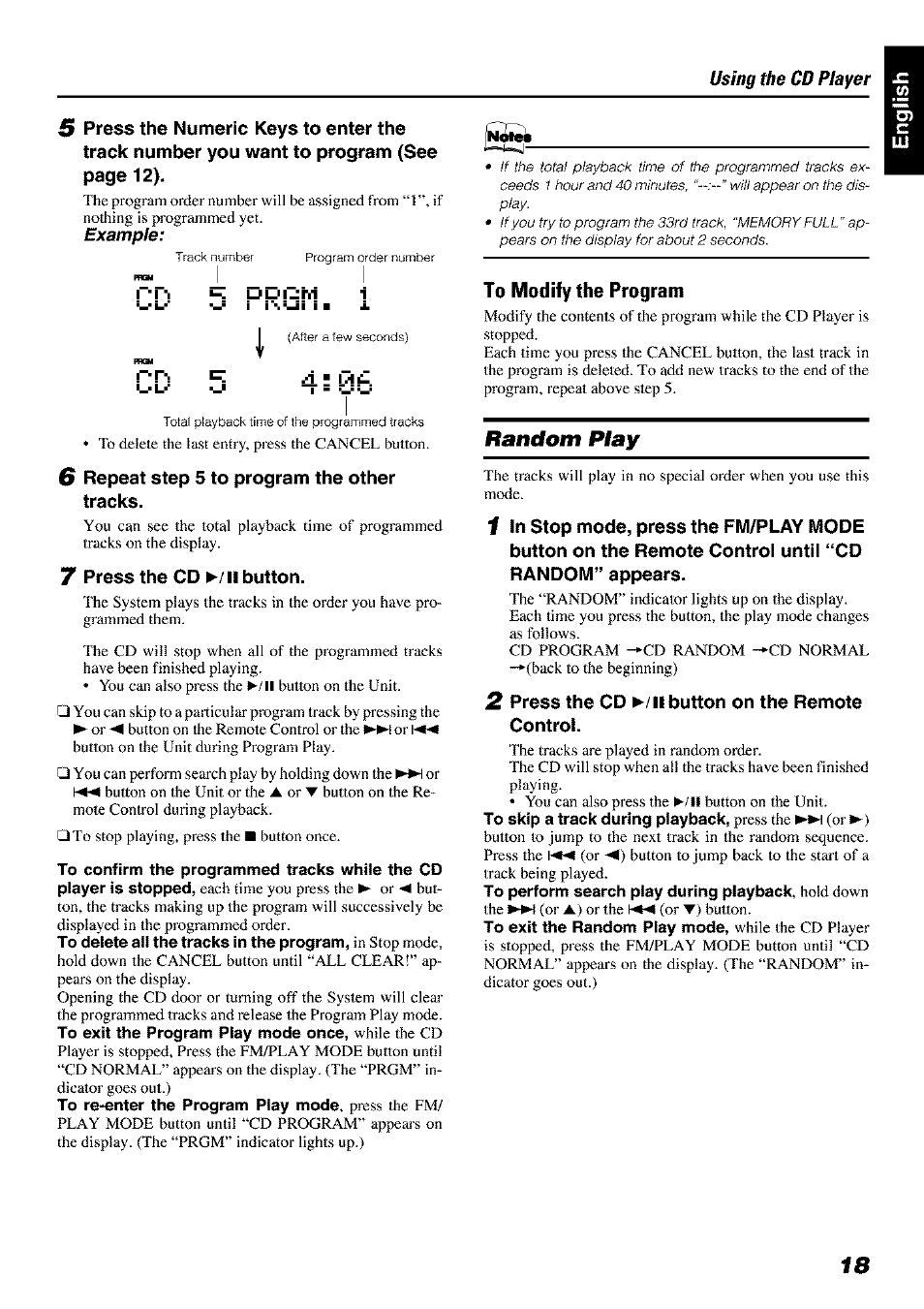 Random play, To skip a track during playback, press the (or ►) | JVC FS-X 3 User Manual | Page 21 / 33