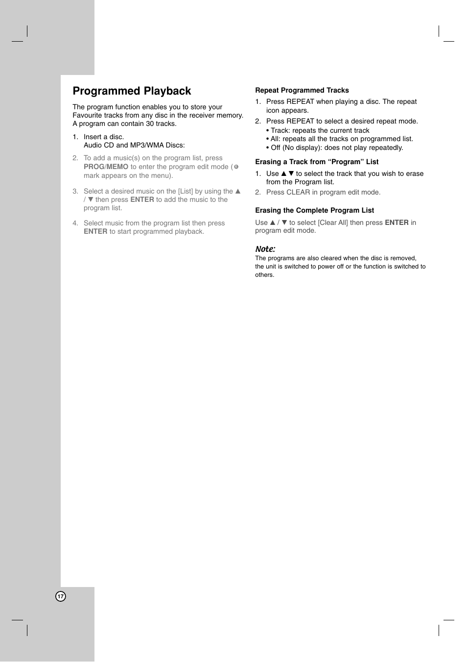Programmed playback | JVC SP-THG61F User Manual | Page 20 / 29