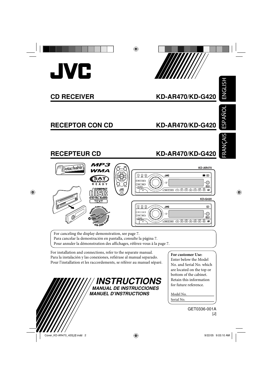 JVC KD-AR470 User Manual | 140 pages