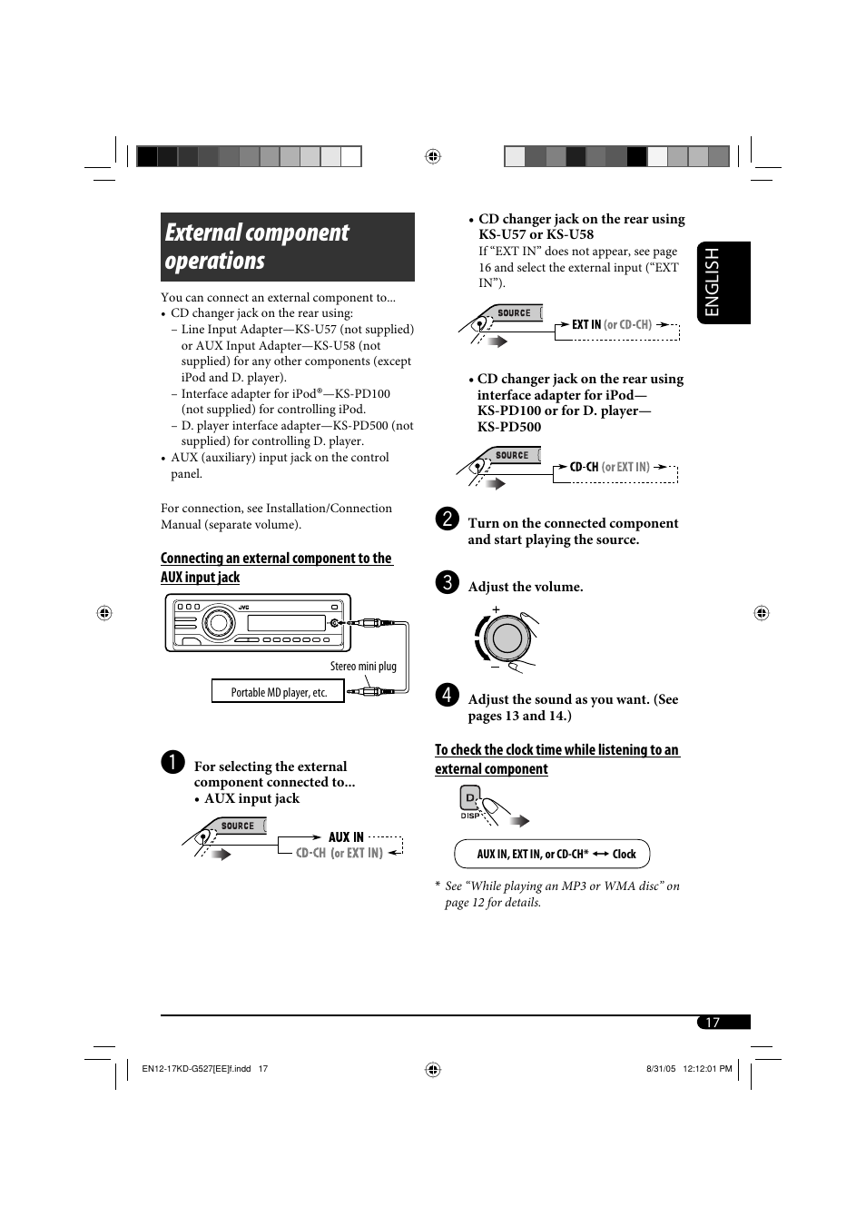 External component operations, English | JVC KD-AR470 User Manual | Page 127 / 140