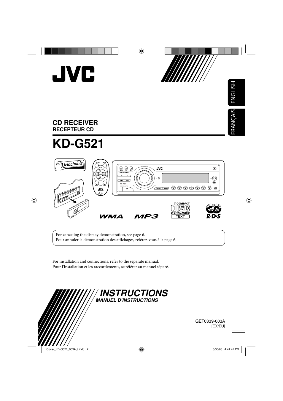 Kd-g521, Instructions, Cd receiver | JVC KD-AR470 User Manual | Page 31 / 140