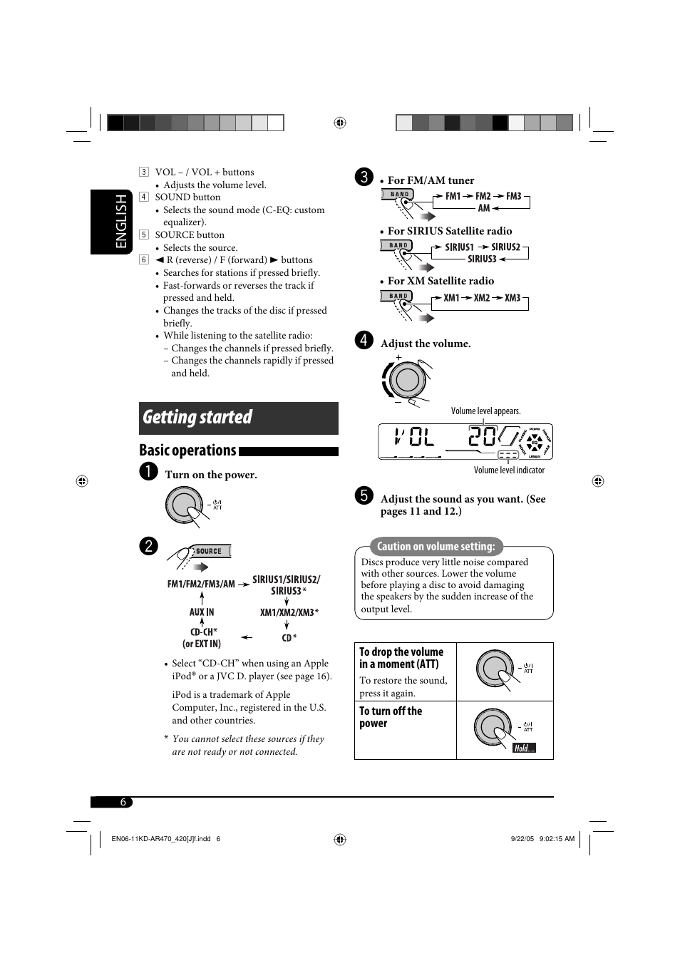 Getting started, Basic operations, English | JVC KD-AR470 User Manual | Page 6 / 140