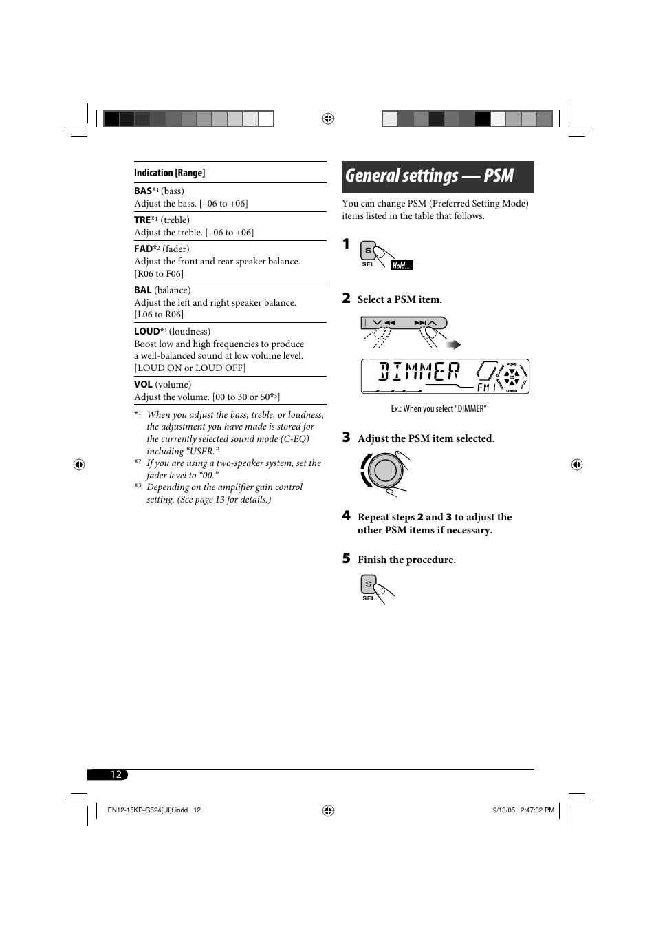 General settings — psm | JVC KD-AR470 User Manual | Page 72 / 140