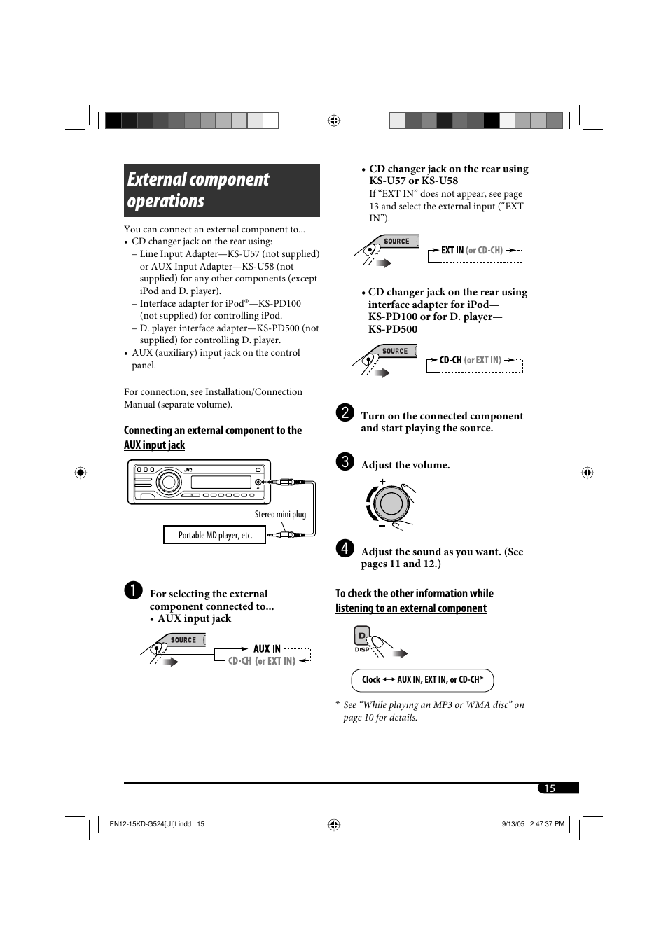 External component operations | JVC KD-AR470 User Manual | Page 75 / 140