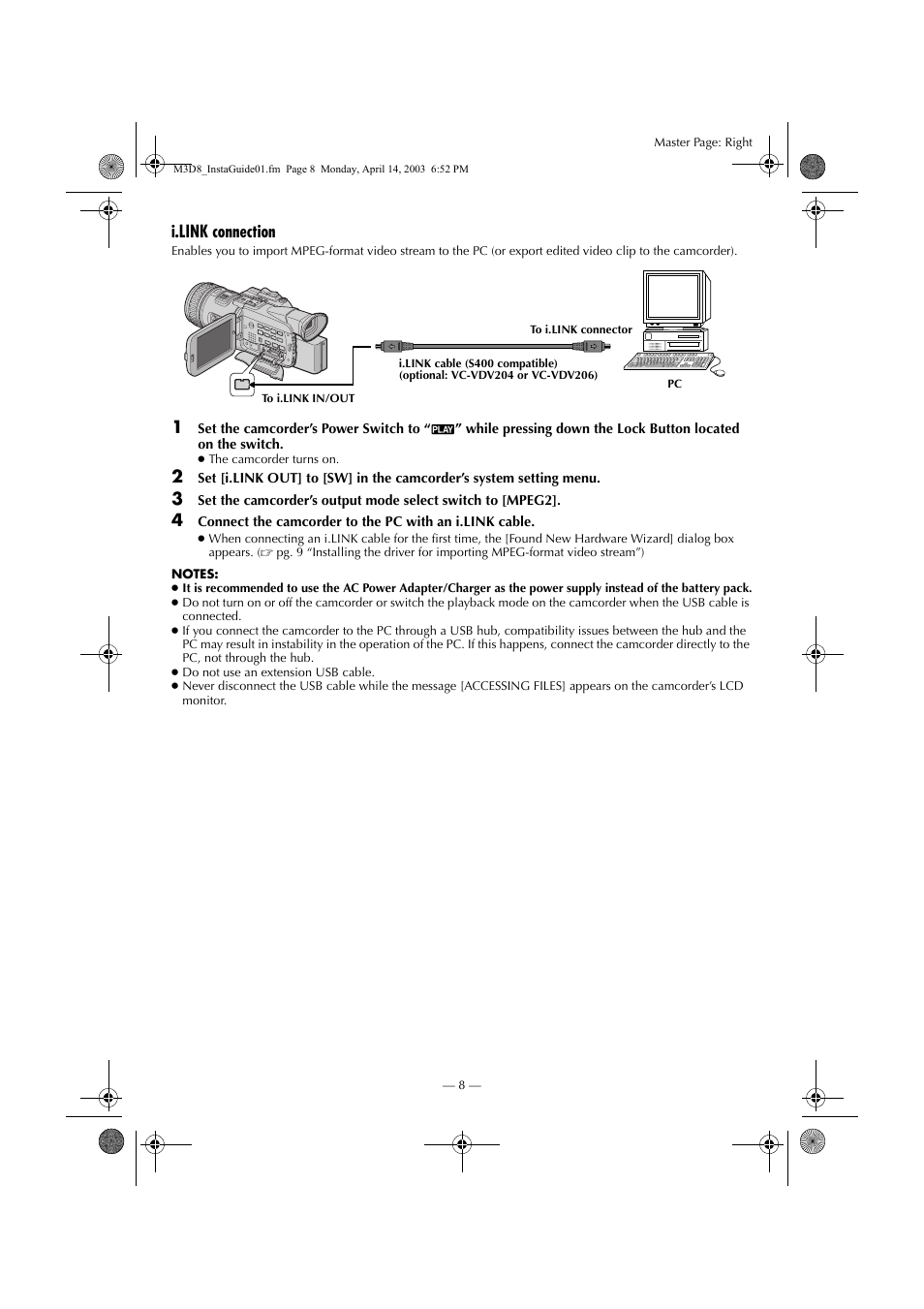 I.link connection | JVC 0503-FO-ID-VP User Manual | Page 100 / 114