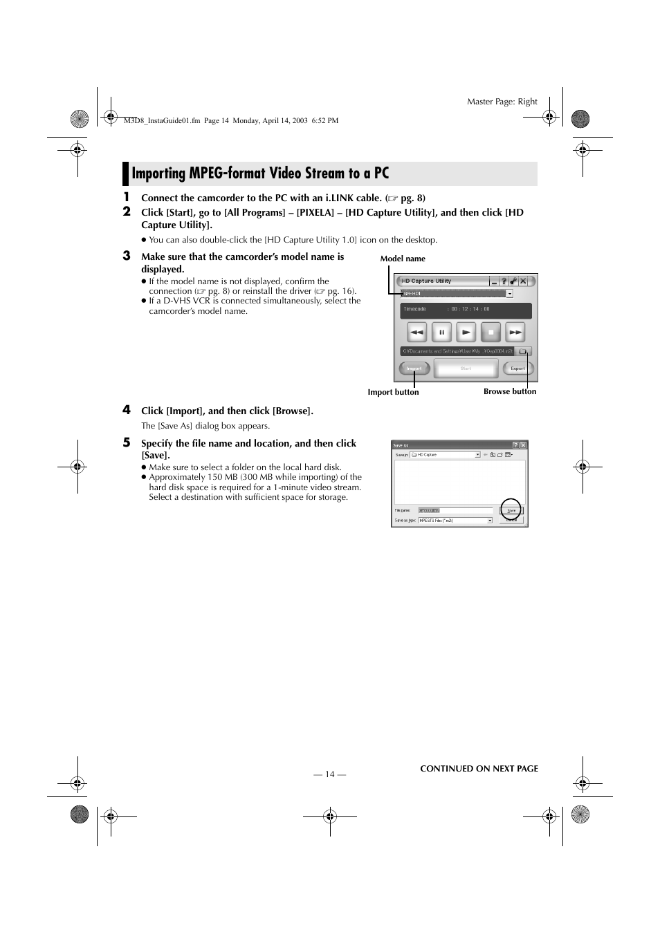 Importing mpeg-format video stream to a pc | JVC 0503-FO-ID-VP User Manual | Page 106 / 114