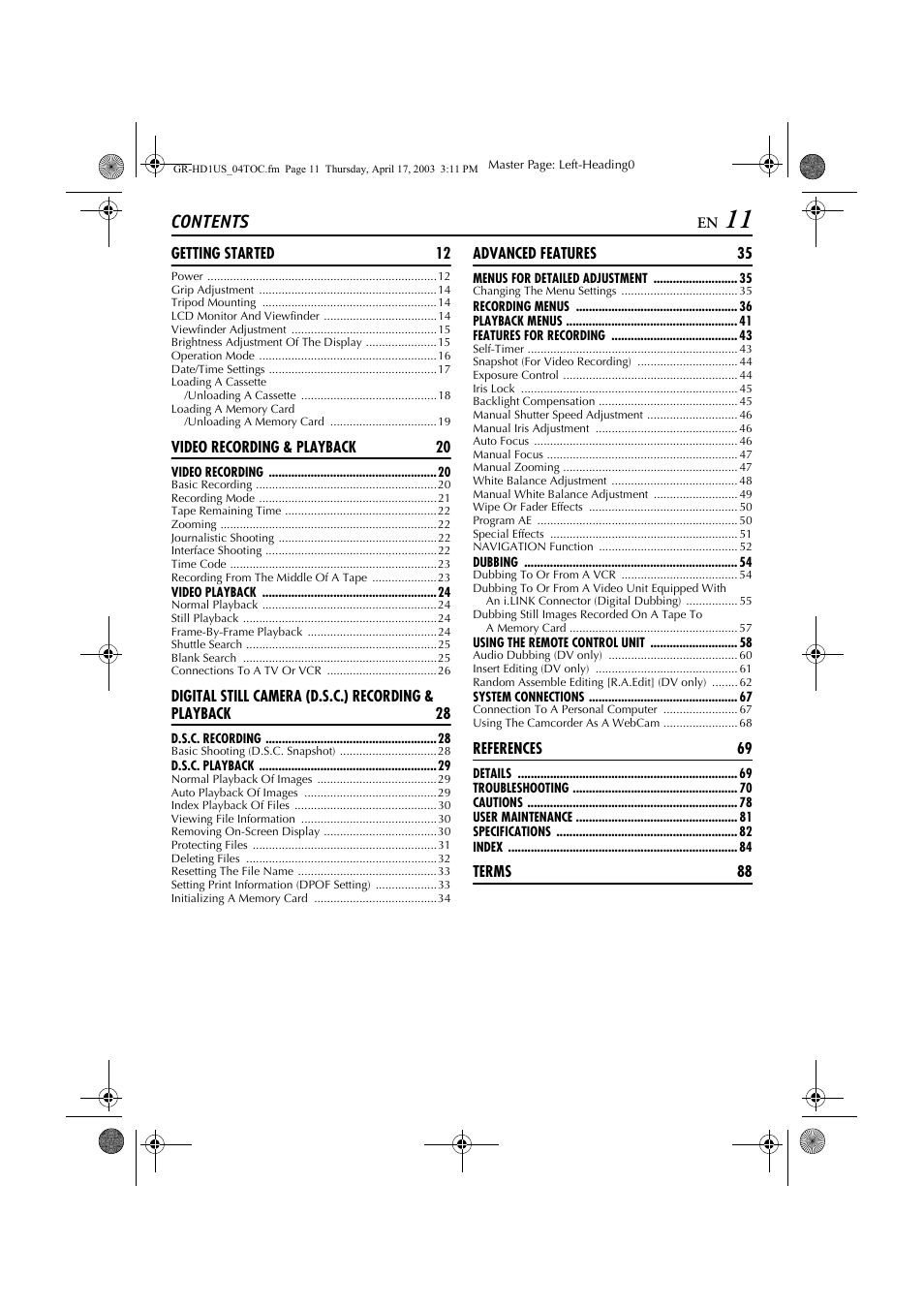 JVC 0503-FO-ID-VP User Manual | Page 11 / 114