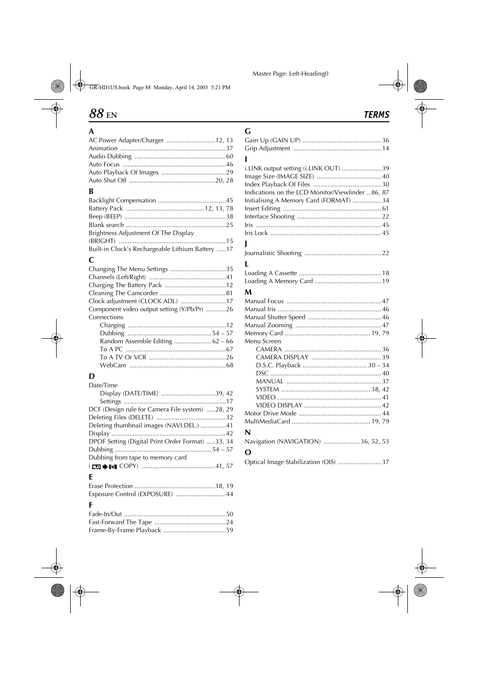 Terms, Terms 88 | JVC 0503-FO-ID-VP User Manual | Page 88 / 114