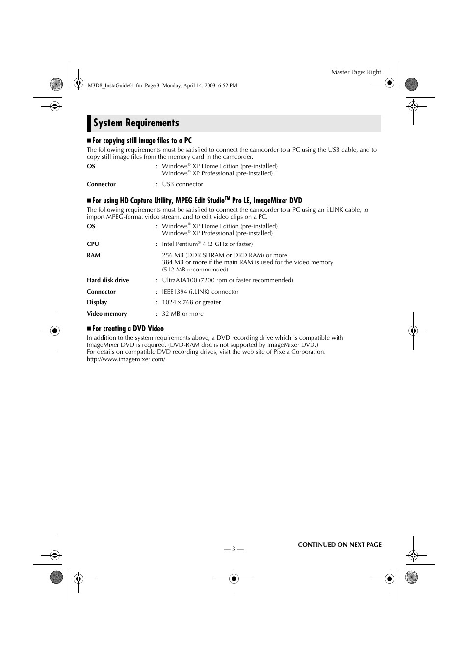 System requirements | JVC 0503-FO-ID-VP User Manual | Page 95 / 114