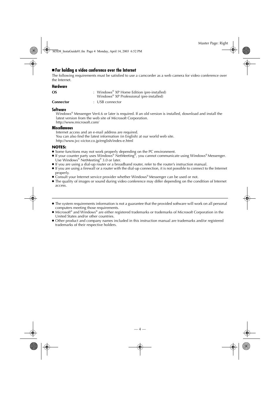 For holding a video conference over the internet | JVC 0503-FO-ID-VP User Manual | Page 96 / 114