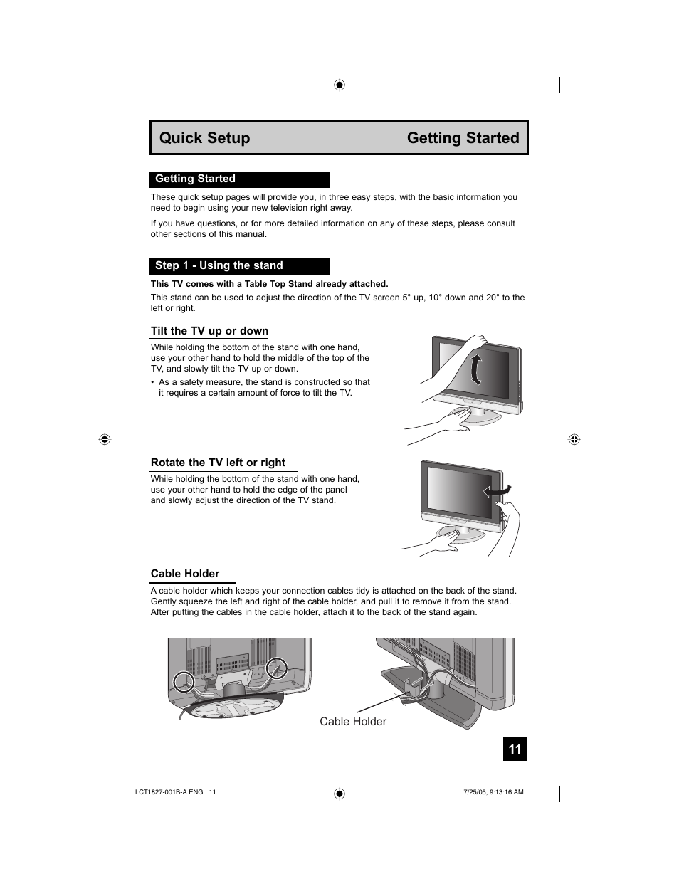 Quick setup getting started | JVC 0705TNH-II-IM User Manual | Page 11 / 68