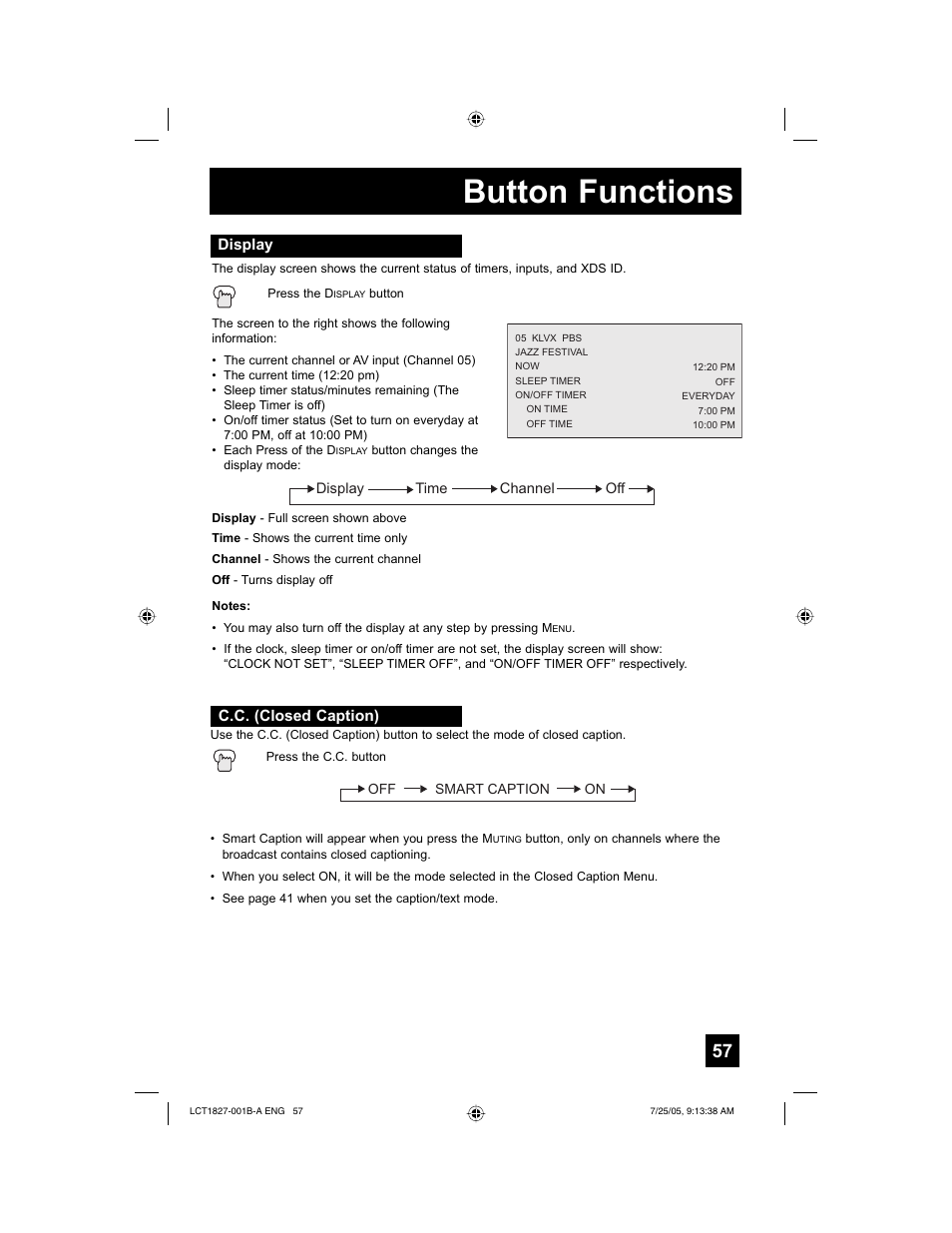 Button functions | JVC 0705TNH-II-IM User Manual | Page 57 / 68