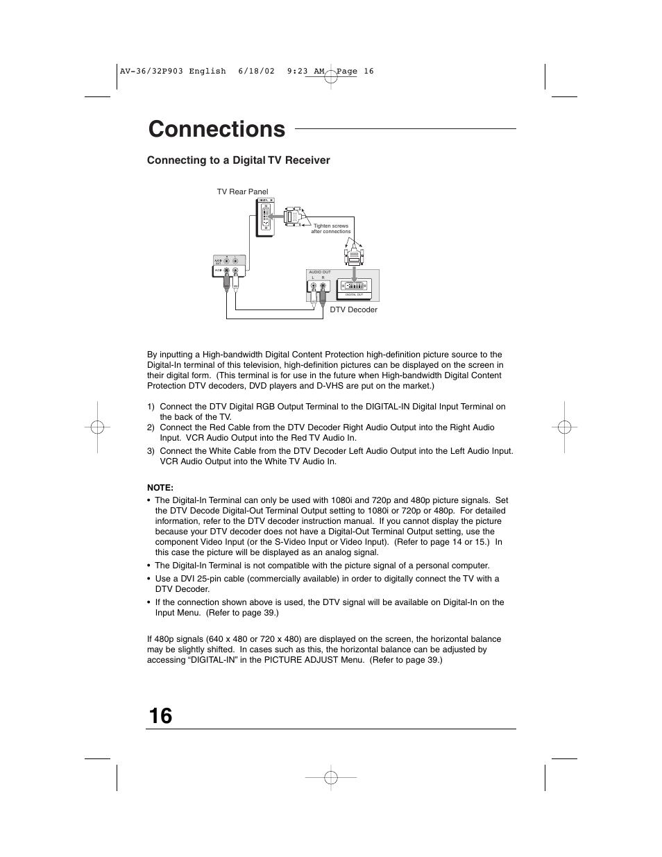 Connections | JVC AV 32P903 User Manual | Page 16 / 60