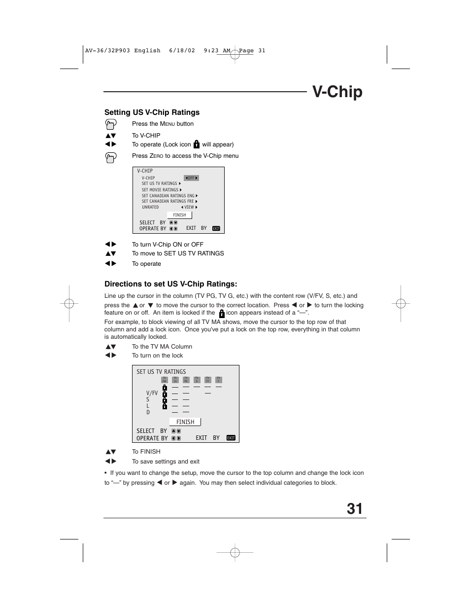 V-chip | JVC AV 32P903 User Manual | Page 31 / 60
