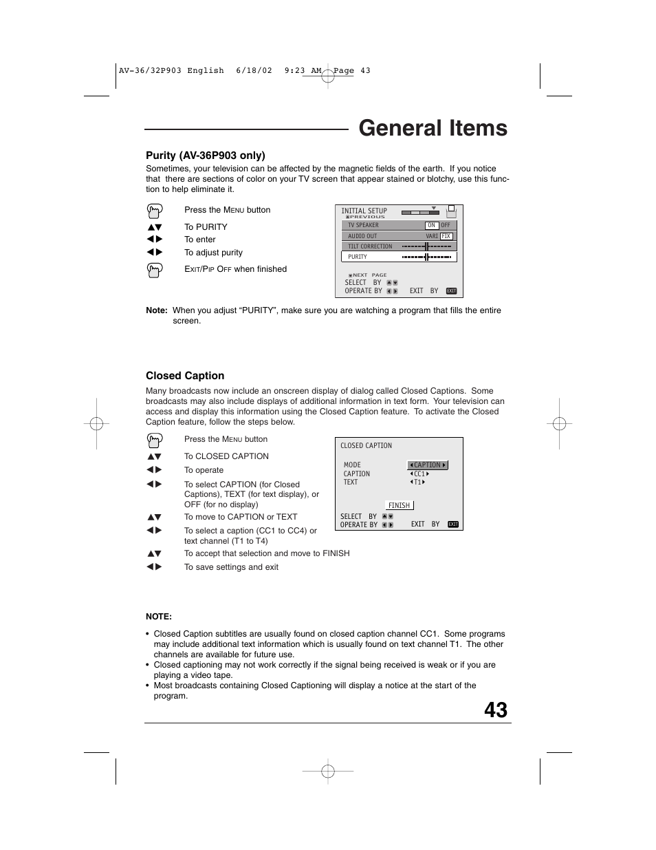 General items | JVC AV 32P903 User Manual | Page 43 / 60