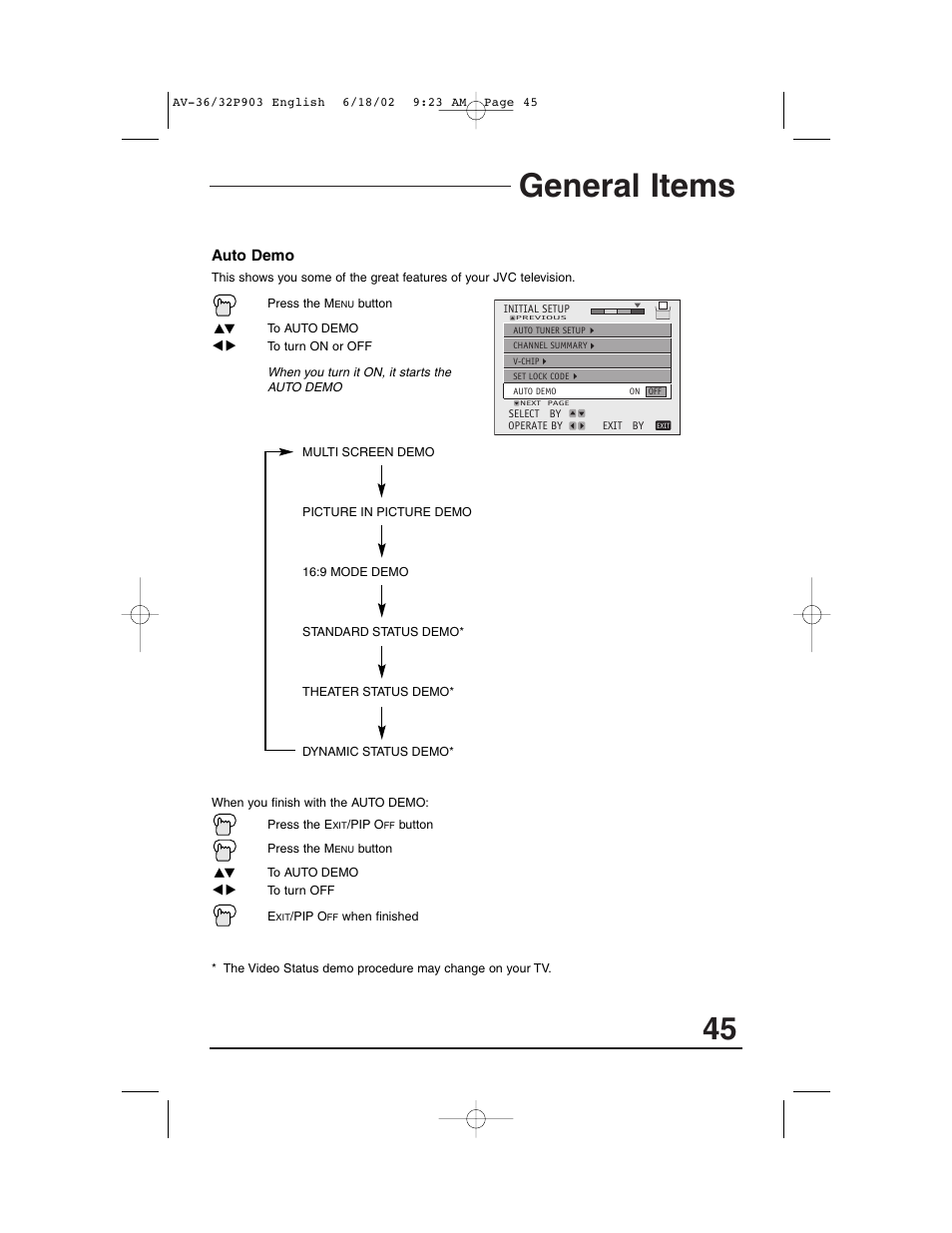 General items | JVC AV 32P903 User Manual | Page 45 / 60