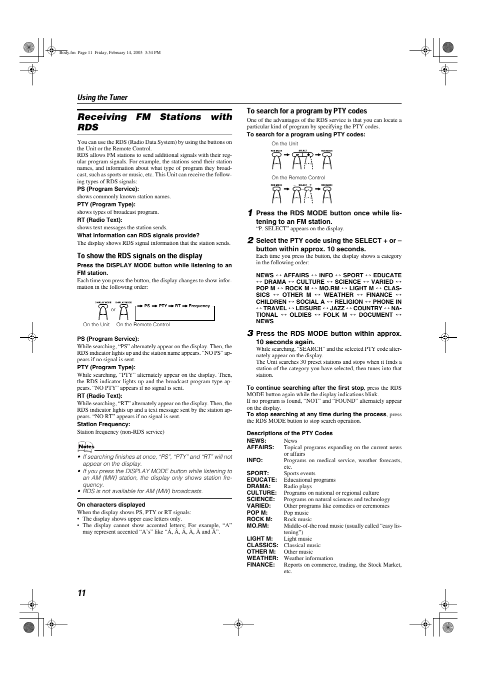 Receiving fm stations with rds, Using the tuner | JVC CA-MXKA6 User Manual | Page 14 / 39