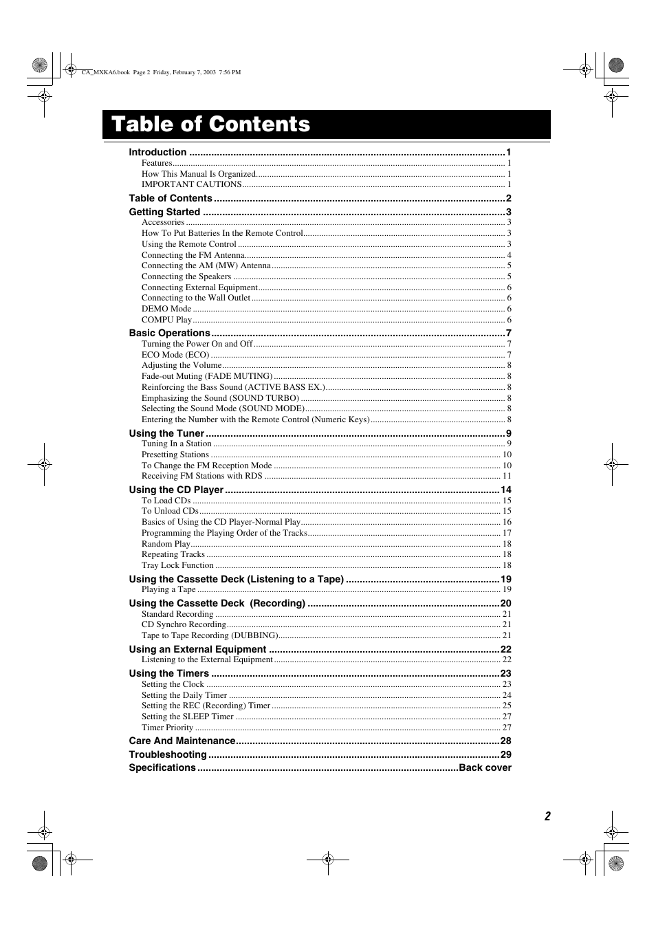 JVC CA-MXKA6 User Manual | Page 5 / 39
