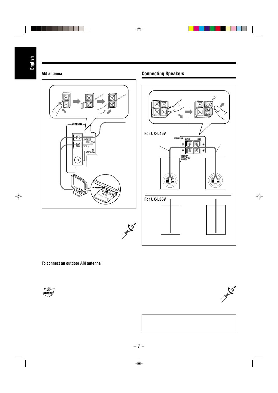 Connecting speakers | JVC CA-UXL36V User Manual | Page 10 / 36