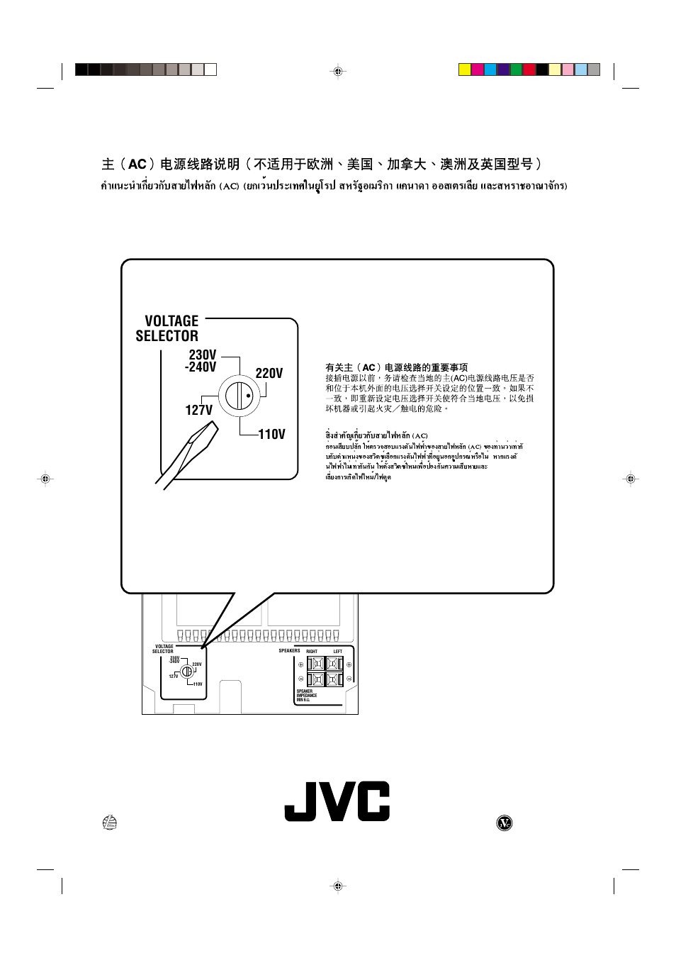 Voltage selector, Ля ”§—≠‡°’л¬«°—∫ “¬‰ша≈—° (ac) | JVC CA-UXL36V User Manual | Page 36 / 36