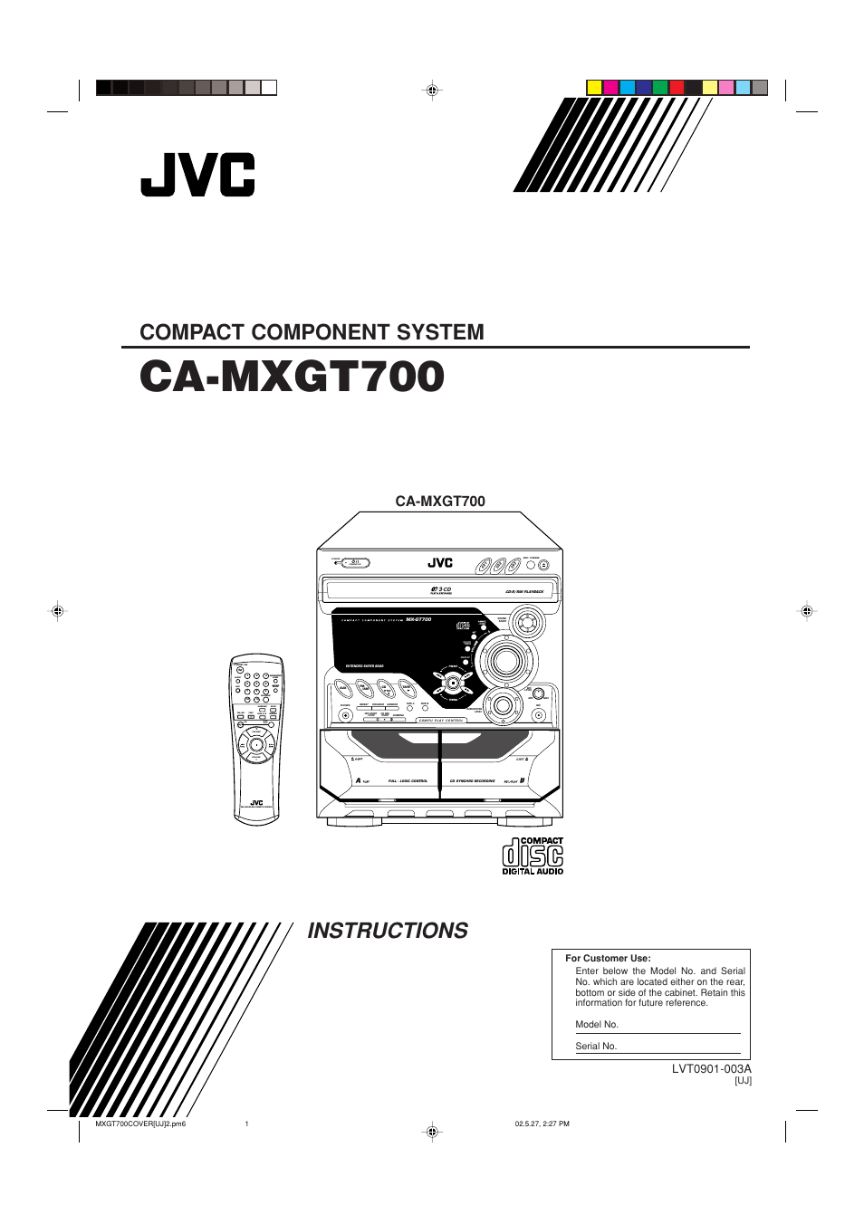 JVC CA-MXGT700 User Manual | 70 pages