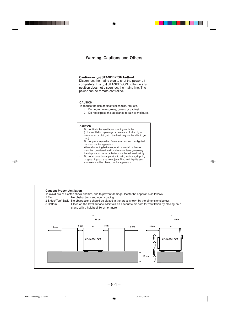 Warning, cautions and others | JVC CA-MXGT700 User Manual | Page 2 / 70