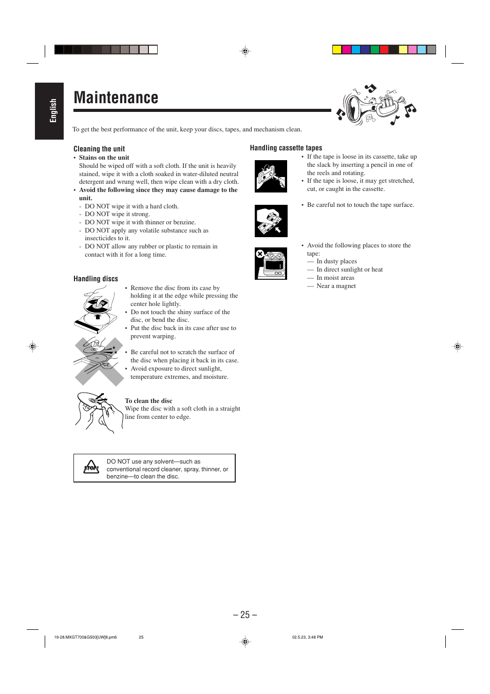 Maintenance | JVC CA-MXGT700 User Manual | Page 62 / 70