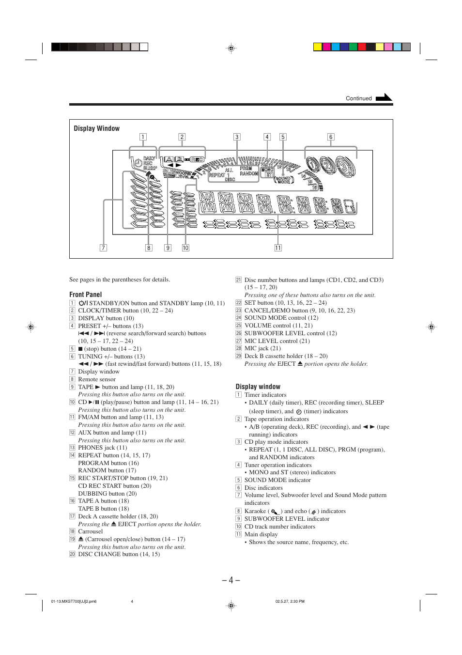 JVC CA-MXGT700 User Manual | Page 7 / 70