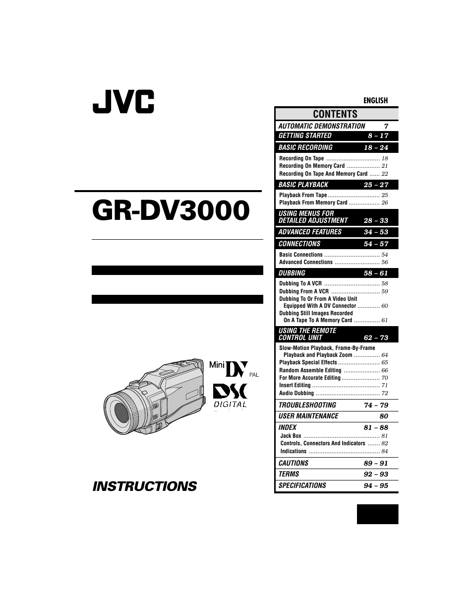 JVC GR- User Manual | 2 pages