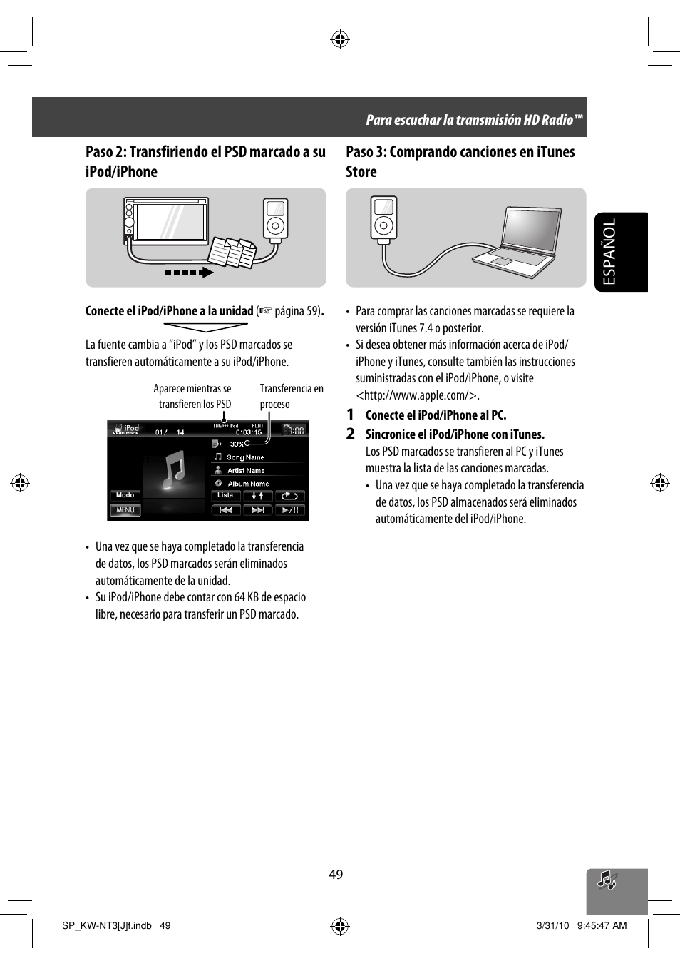 Paso 3: comprando canciones en itunes store | JVC KW-NT3HD User Manual | Page 143 / 281