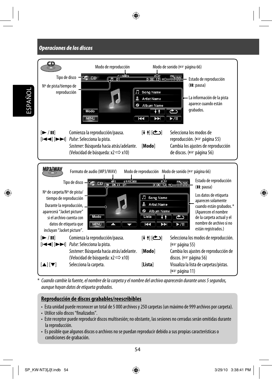Español | JVC KW-NT3HD User Manual | Page 148 / 281