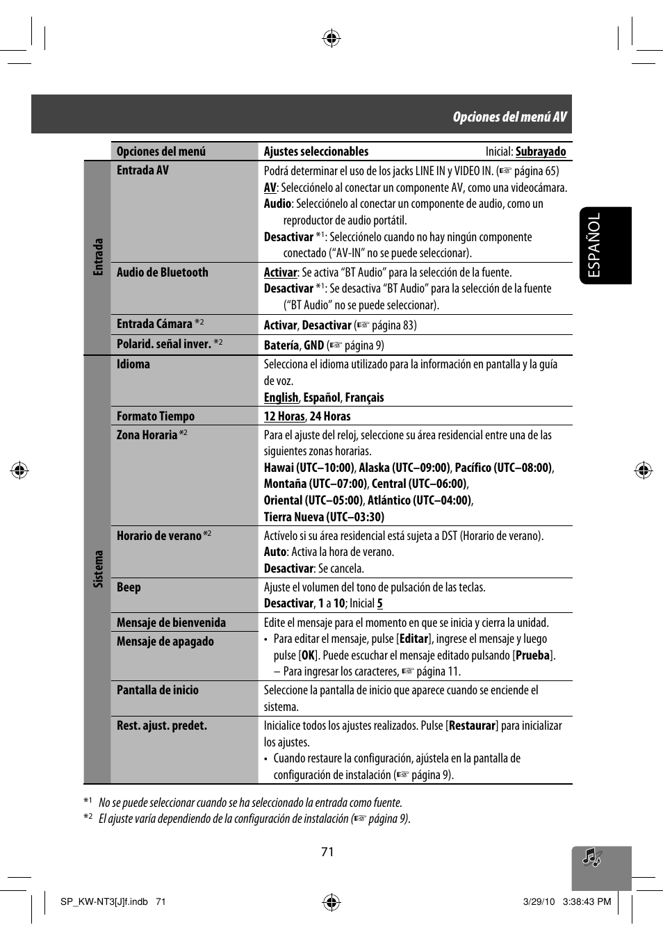 Español | JVC KW-NT3HD User Manual | Page 165 / 281