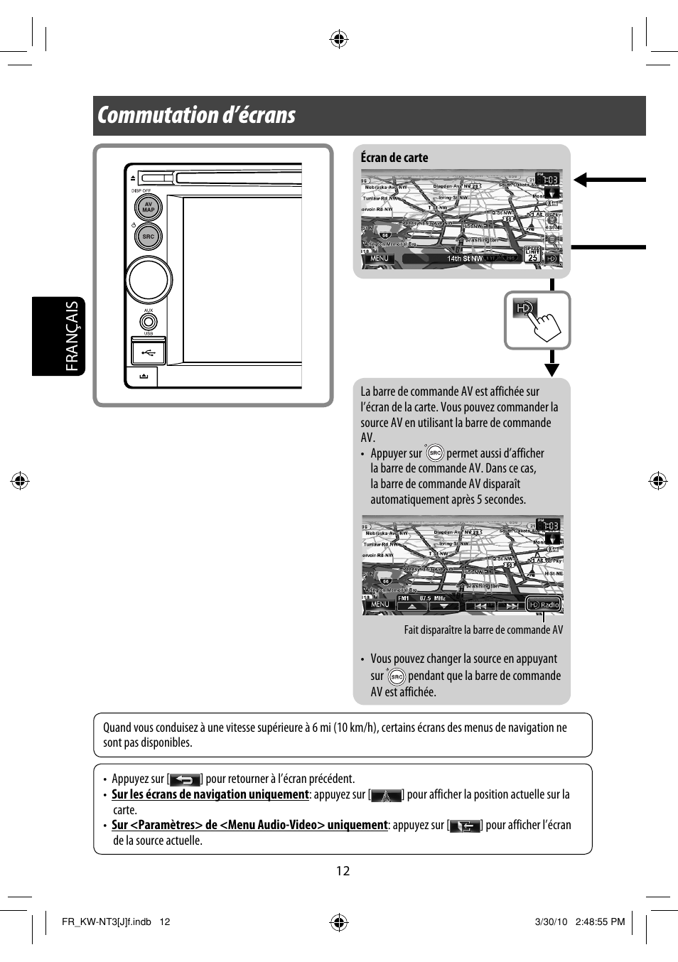 Commutation d’écrans, Français | JVC KW-NT3HD User Manual | Page 198 / 281