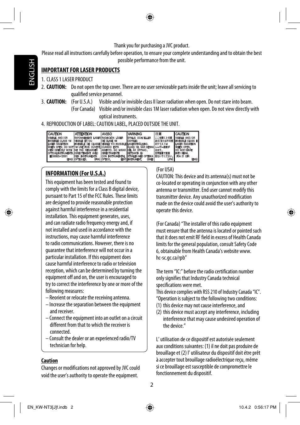 English | JVC KW-NT3HD User Manual | Page 2 / 281