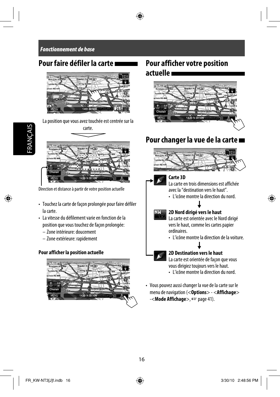 Pour faire défiler la carte, Français | JVC KW-NT3HD User Manual | Page 202 / 281