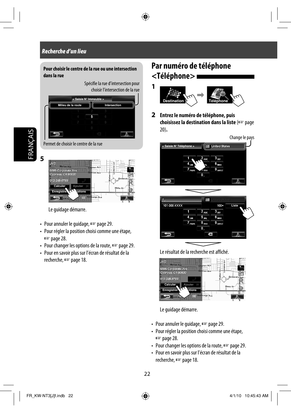 Par numéro de téléphone <téléphone, Français 5, Recherche d’un lieu | JVC KW-NT3HD User Manual | Page 208 / 281