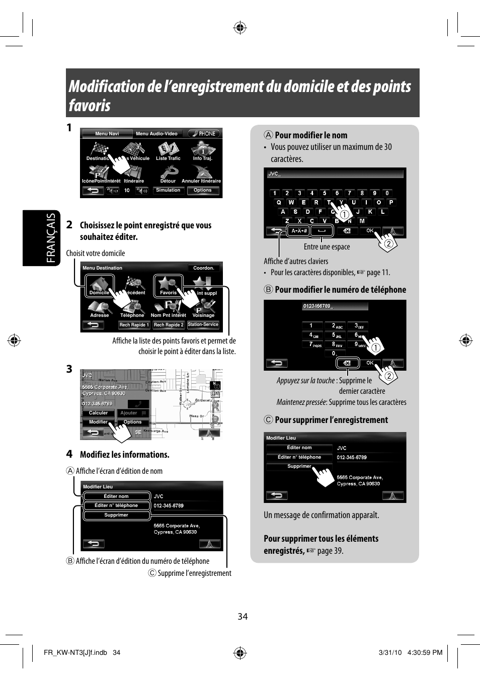 Français, Modifiez les informations | JVC KW-NT3HD User Manual | Page 220 / 281