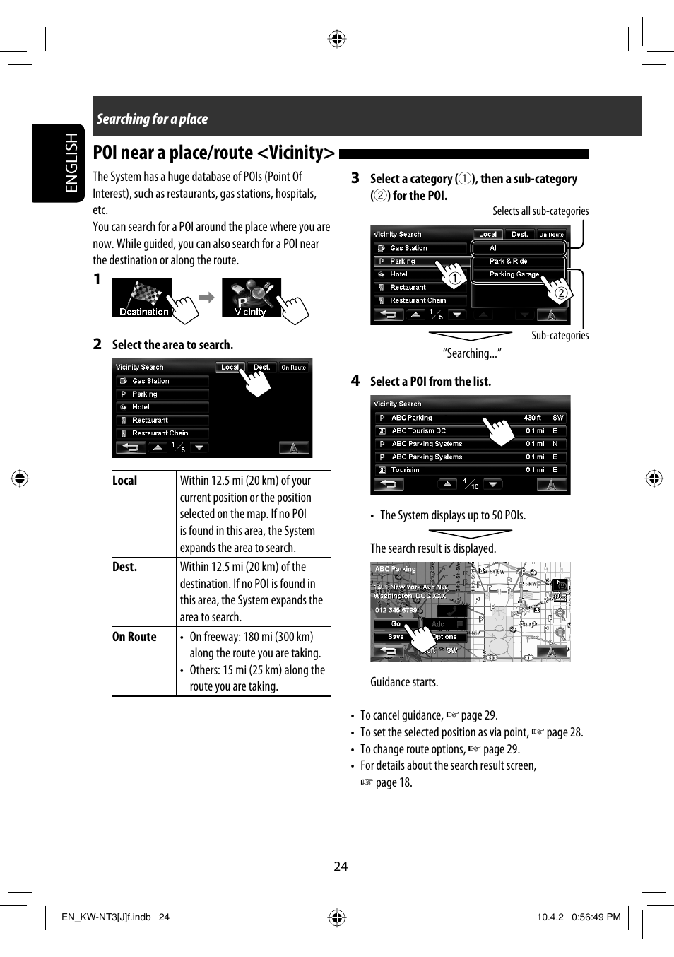 Poi near a place/route <vicinity, English | JVC KW-NT3HD User Manual | Page 24 / 281