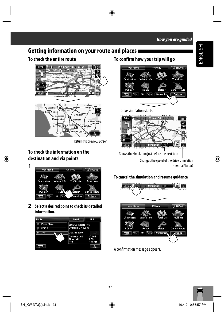 Getting information on your route and places | JVC KW-NT3HD User Manual | Page 31 / 281