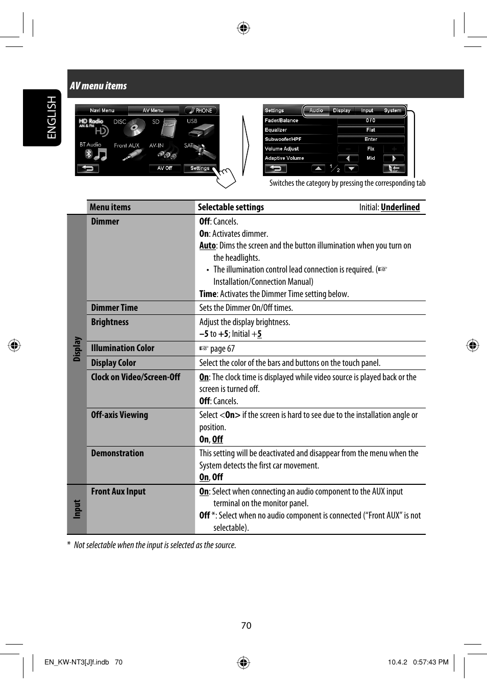English | JVC KW-NT3HD User Manual | Page 70 / 281