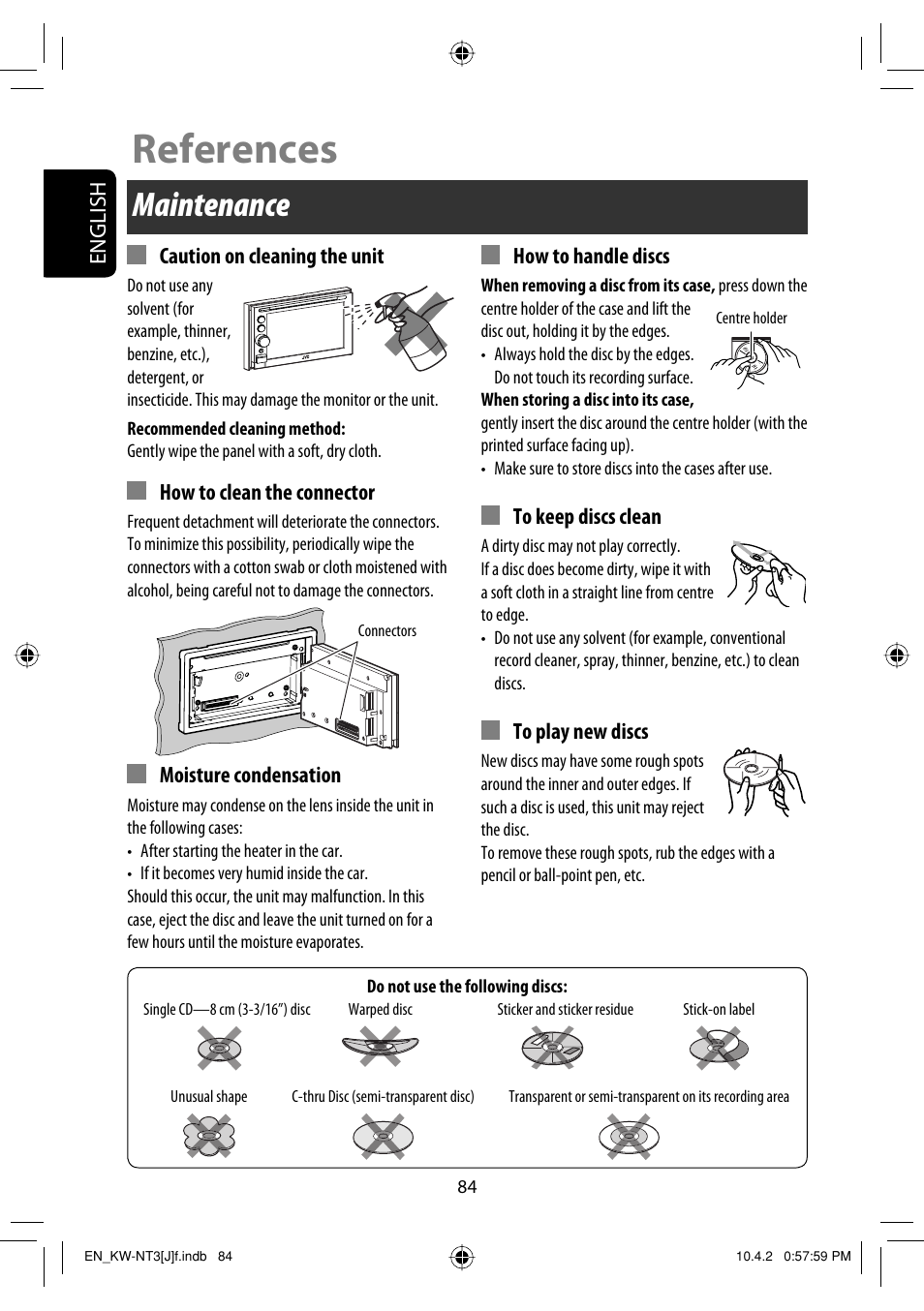 References, Maintenance | JVC KW-NT3HD User Manual | Page 84 / 281