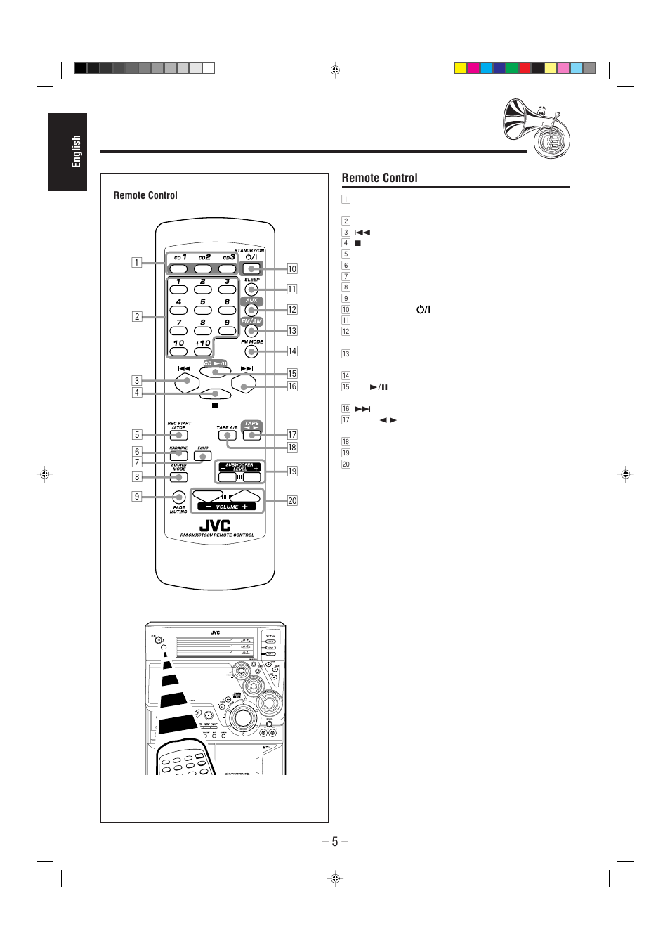 Remote control | JVC CA-MXGT90 User Manual | Page 10 / 40