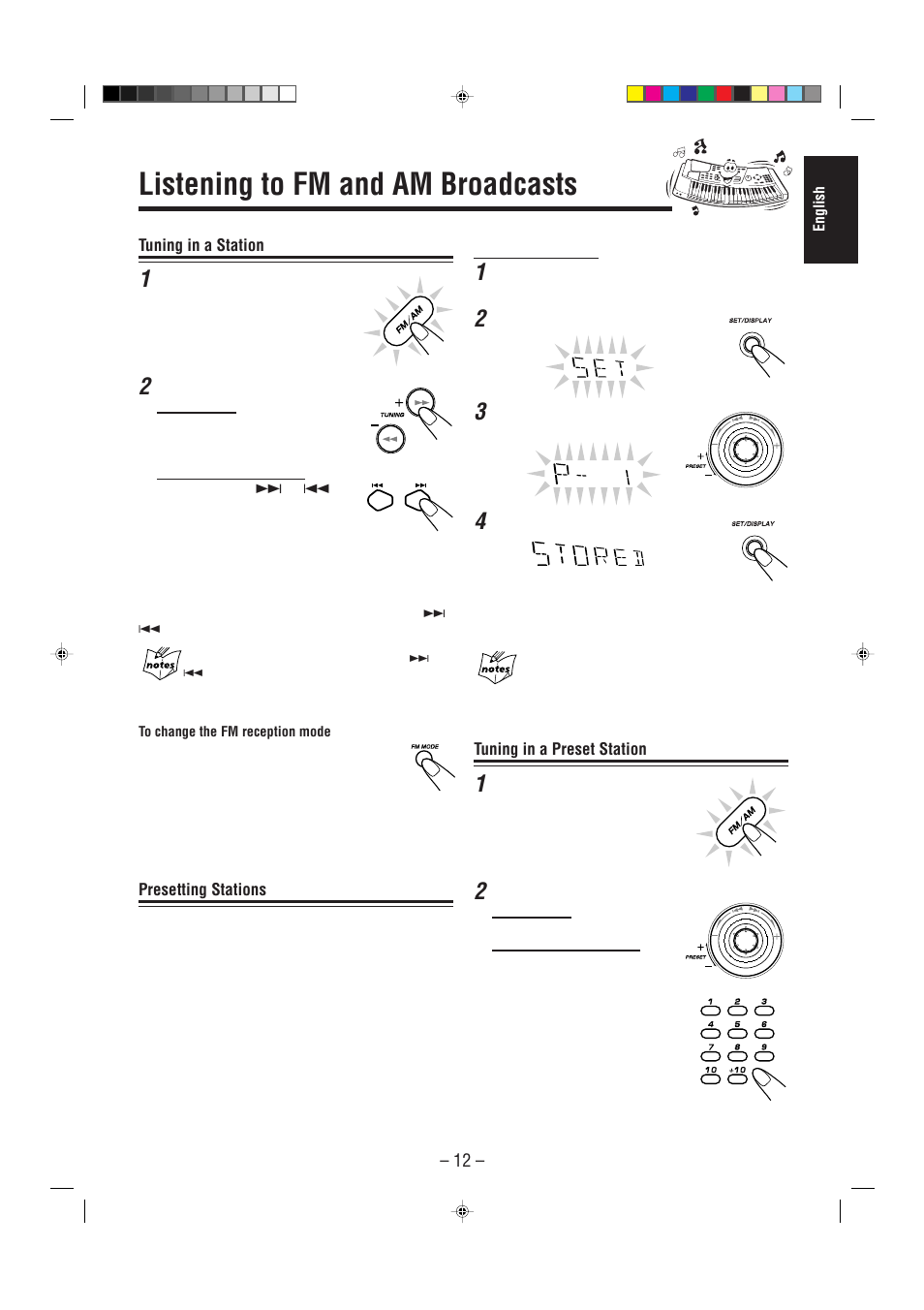 Listening to fm and am broadcasts | JVC CA-MXGT90 User Manual | Page 17 / 40