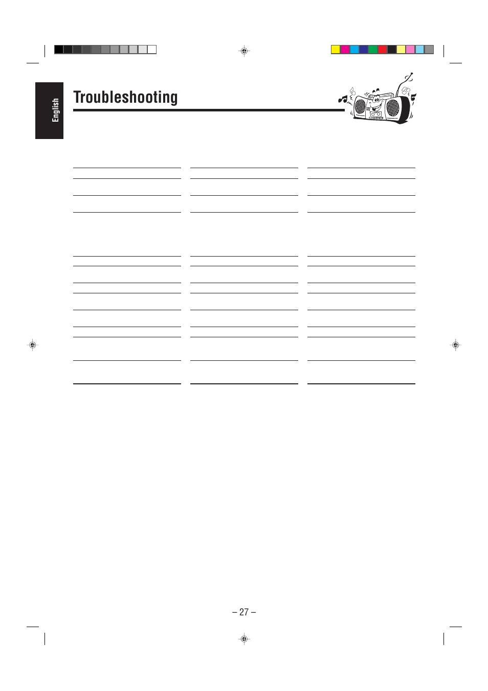 Troubleshooting, English | JVC CA-MXGT90 User Manual | Page 32 / 40