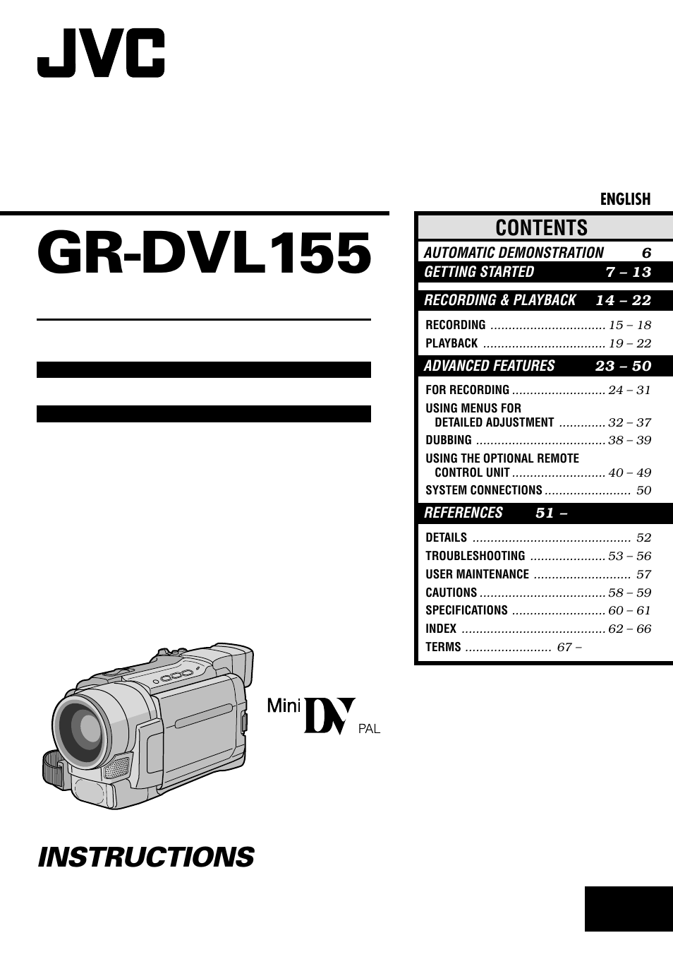 JVC GR-DVL155 User Manual | 68 pages