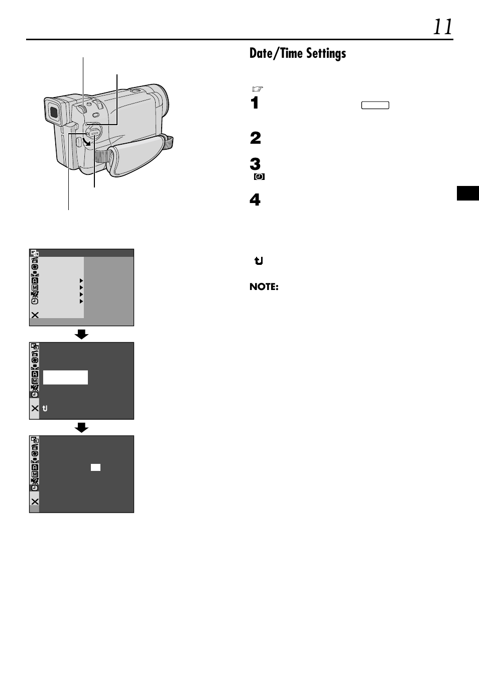 Date/time settings | JVC GR-DVL155 User Manual | Page 11 / 68