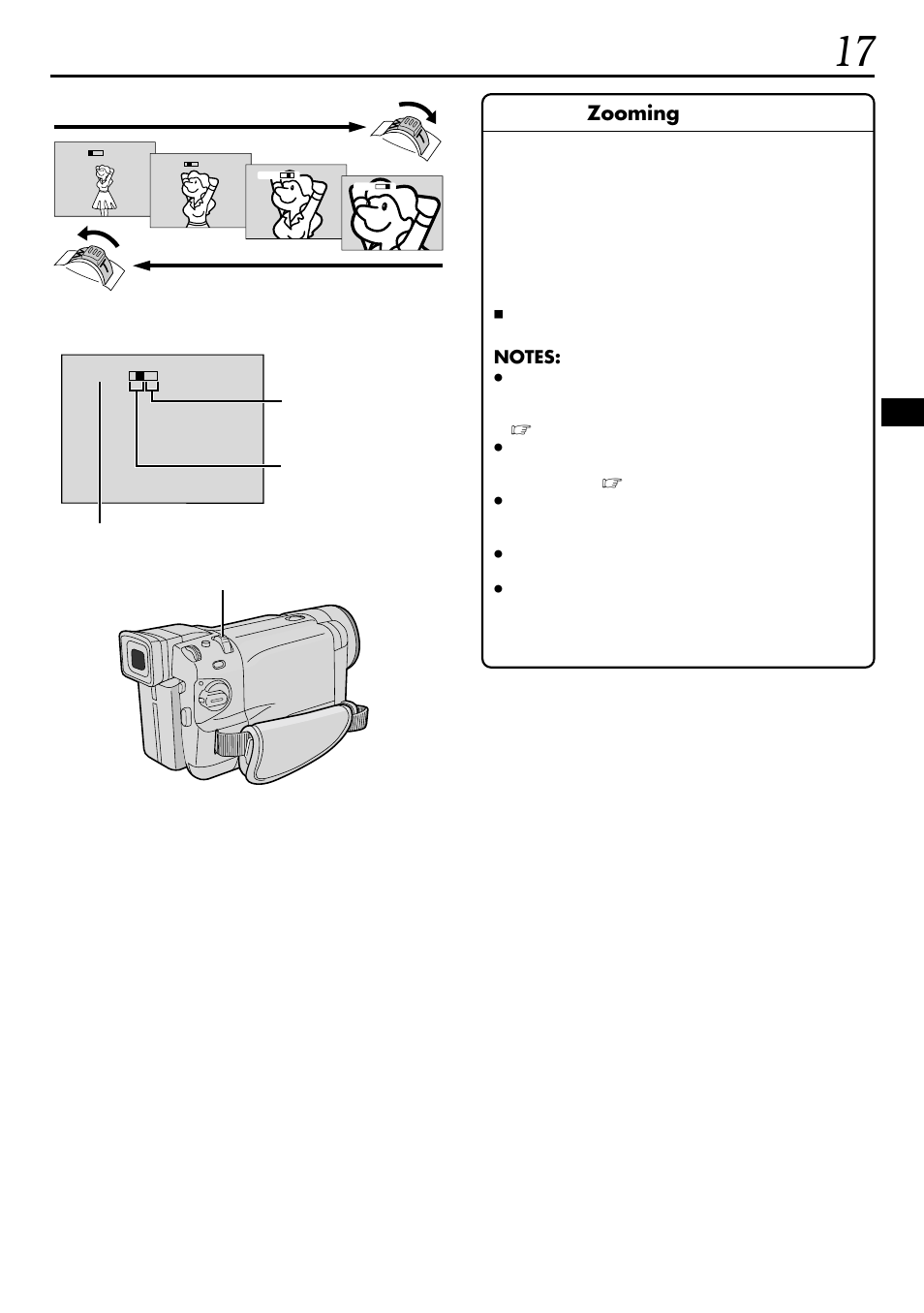 Zooming, Feature, Purpose | Operation | JVC GR-DVL155 User Manual | Page 17 / 68