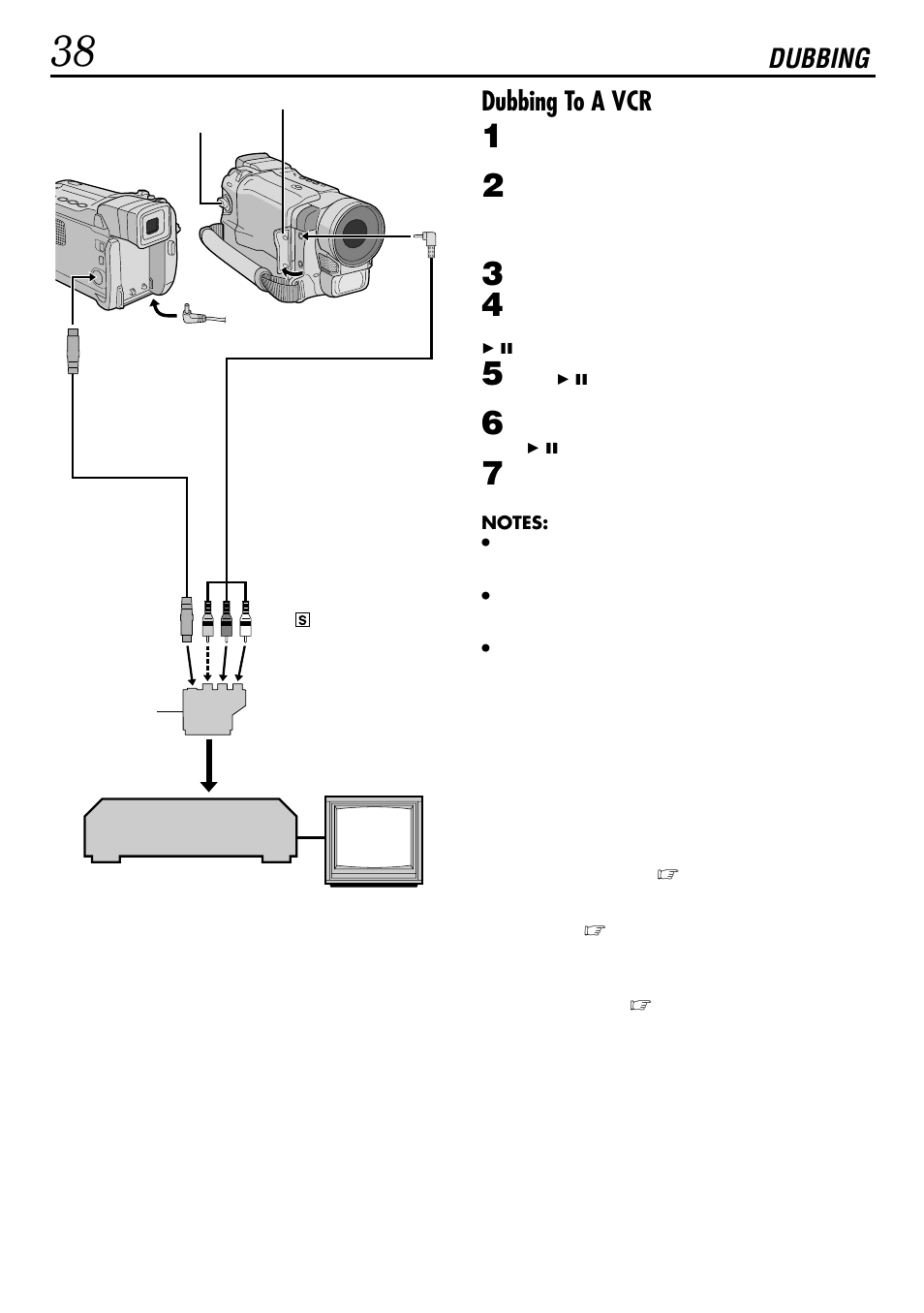 Dubbing dubbing to a vcr | JVC GR-DVL155 User Manual | Page 38 / 68