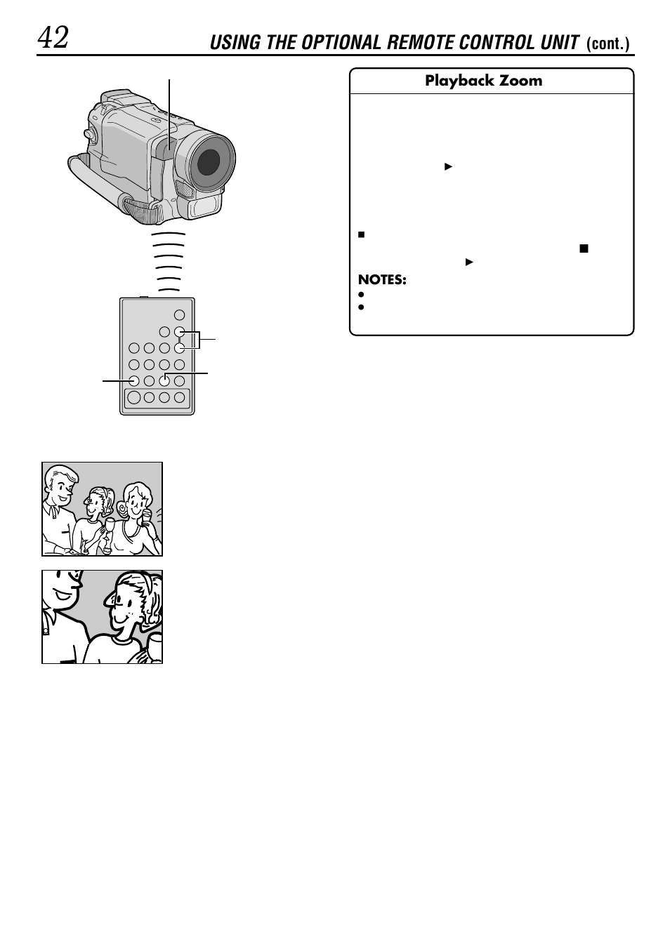 Using the optional remote control unit, Cont.) | JVC GR-DVL155 User Manual | Page 42 / 68