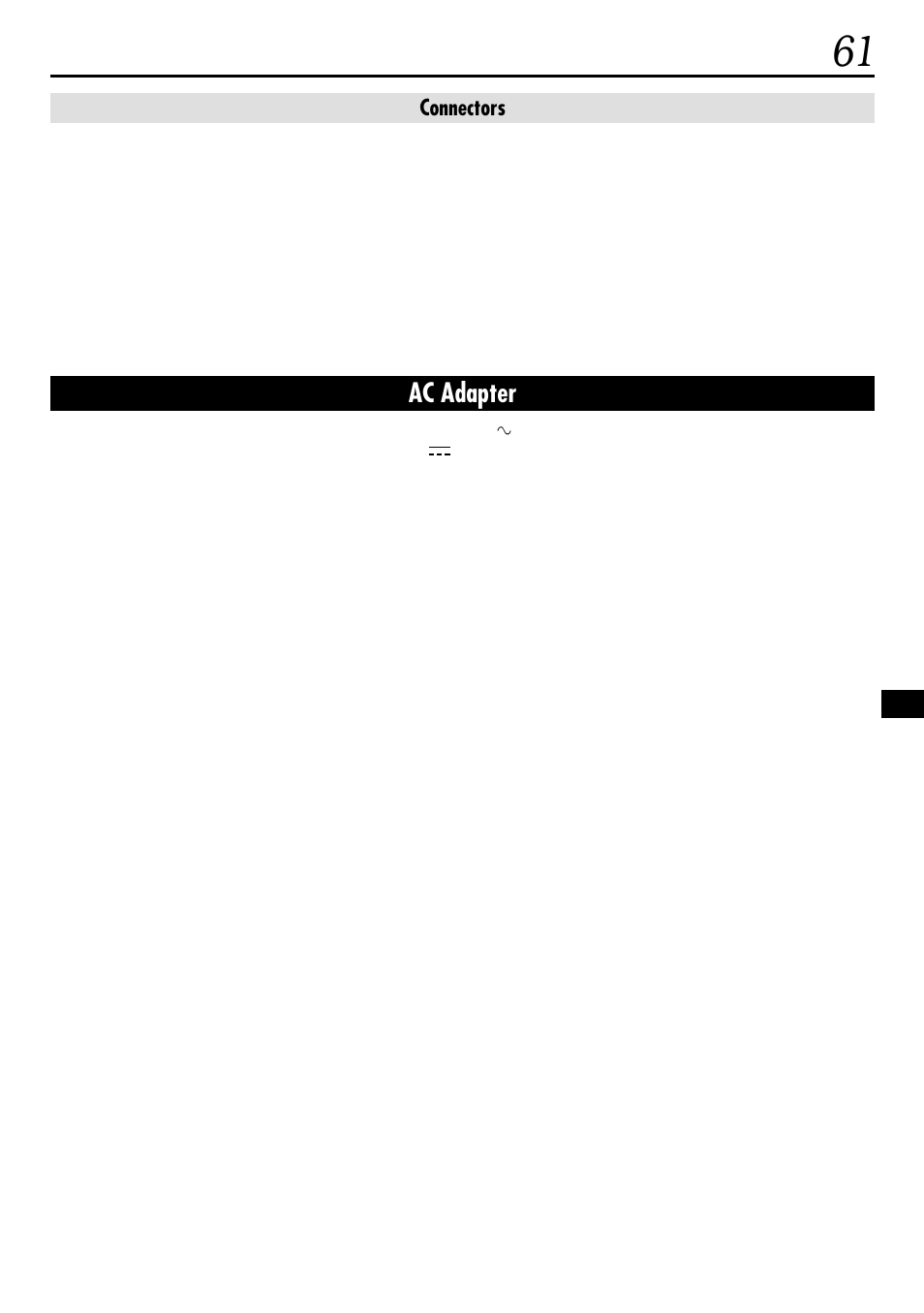 Ac adapter, Connectors | JVC GR-DVL155 User Manual | Page 61 / 68